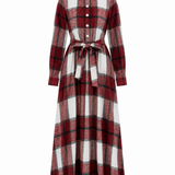 Tabea™ — Damen Langarm Karo Kleid