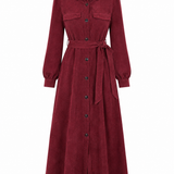 Stilla™ — Damen Tailliertes Cordkleid