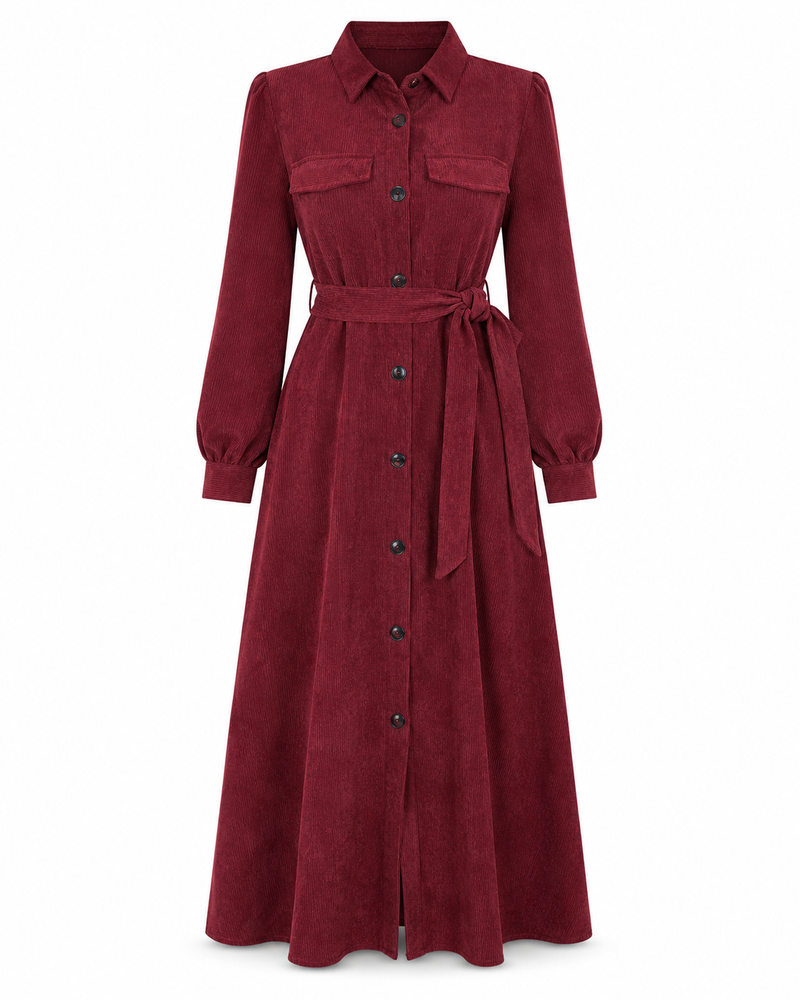 Stilla™ — Damen Tailliertes Cordkleid